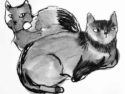 Chat Noir : Ink Black Cat Painting